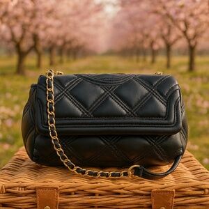 NEW Tory Burch Soft Fleming Black Mini Convertible Shoulder Bag/Crossbody Bag